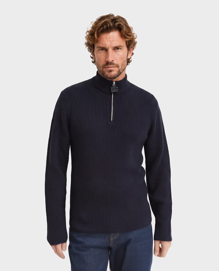 Granatowy sweter z suwakiem