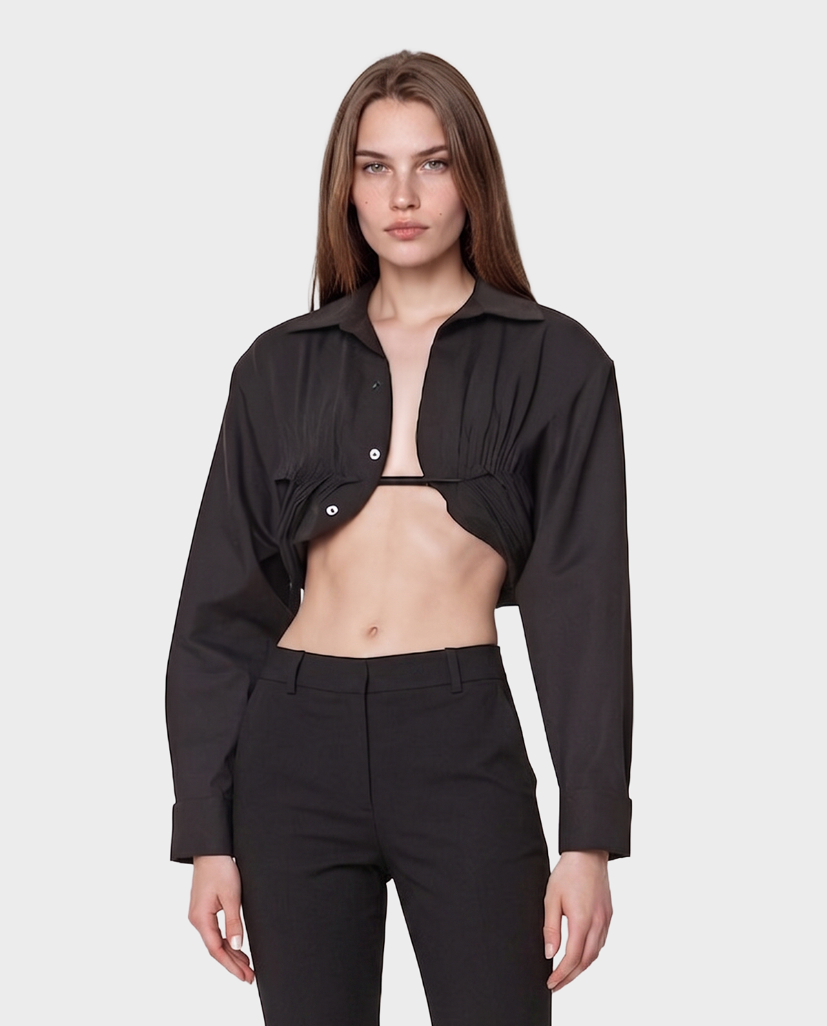 Czarna koszula o krótkim kroju Le Machou - Image #0