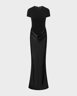 Czarna drapowana sukienka maxi - Image #0