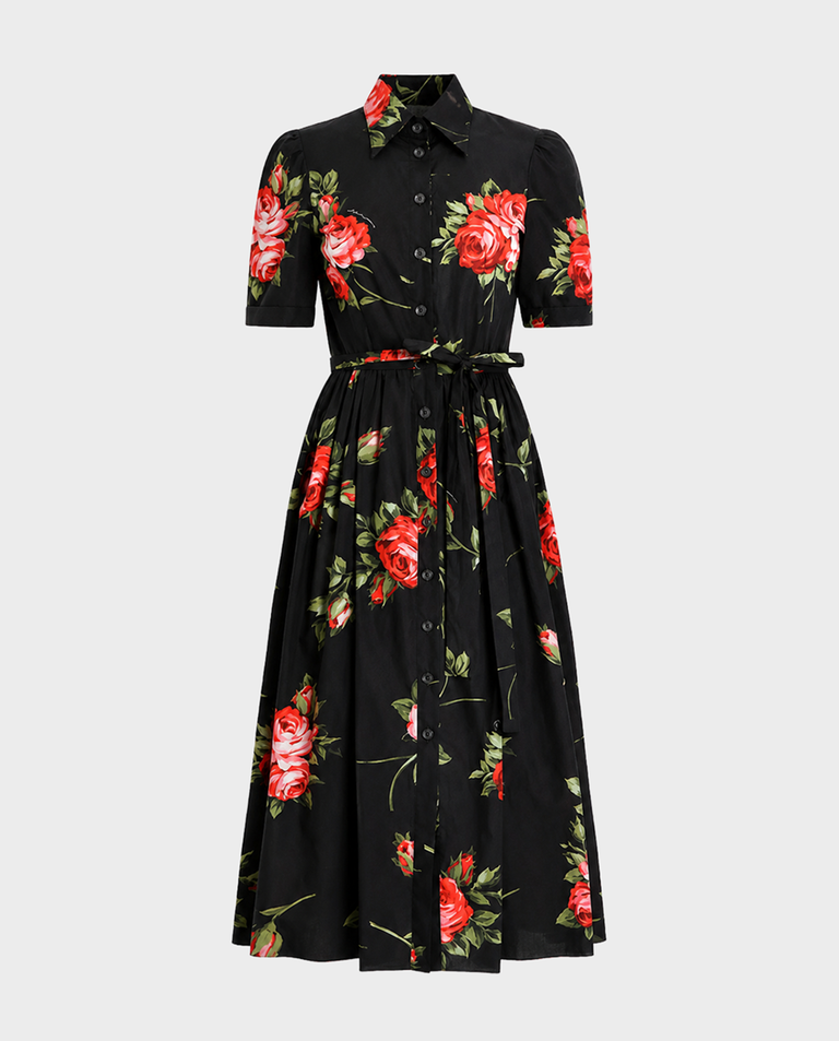 Koszulowa sukienka midi w kwiatowy print
