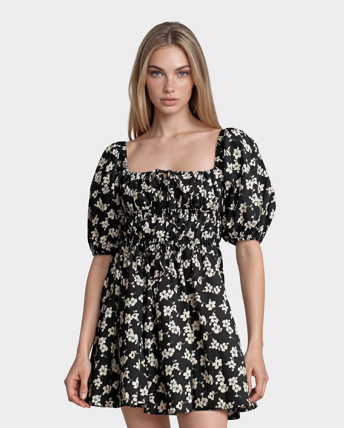 Bawełniana sukienka mini w kwiatowy motyw - Image #2