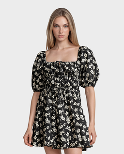 Bawełniana sukienka mini w kwiatowy motyw - Image #2
