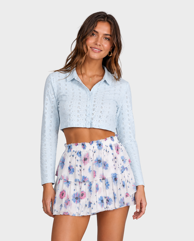 Spódnica mini w kolorowe kwiaty Ruffle