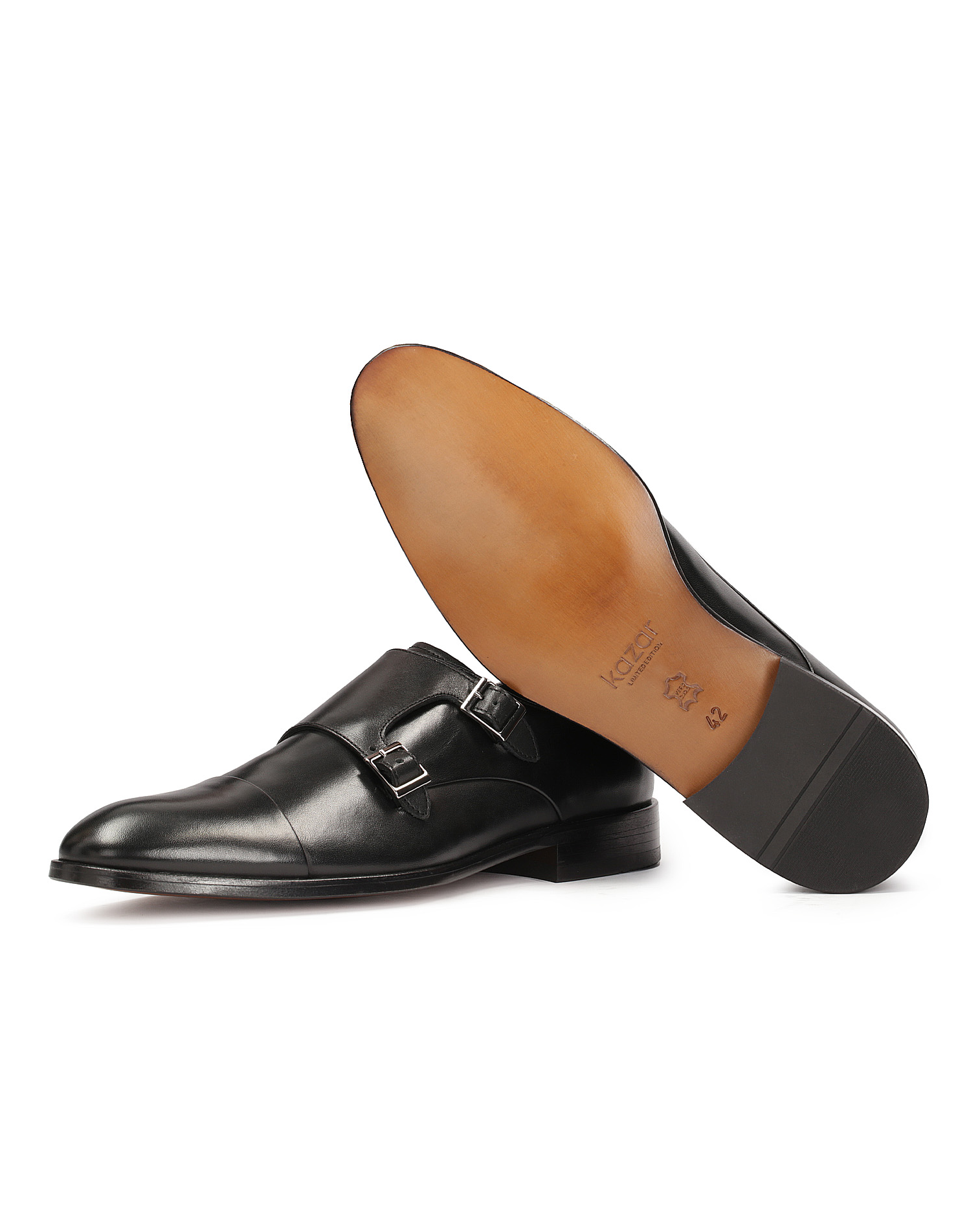 Czarne skórzane półbuty męskie monki Limited Edition Jorden - Image #6