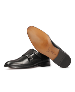 Czarne skórzane półbuty męskie monki Limited Edition Jorden - Image #6