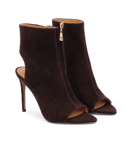 Ciemnobrązowe botki peep toe na smukłej szpilce Odella - Image #2