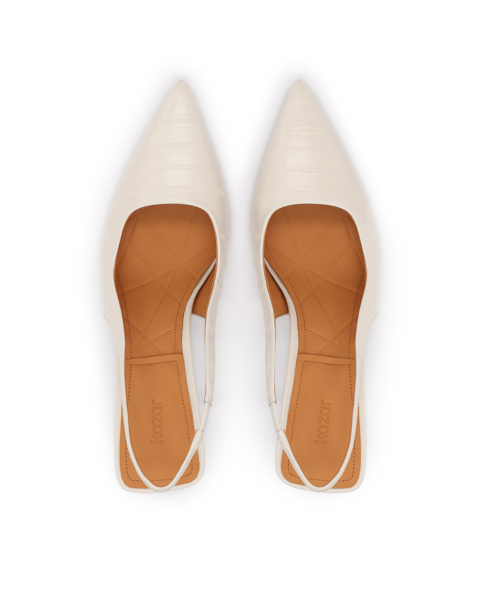 Czółenka slingback ze skóry naturalnej w odcieniu złamanej bieli Salt - Image #4