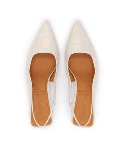 Czółenka slingback ze skóry naturalnej w odcieniu złamanej bieli Salt - Image #4