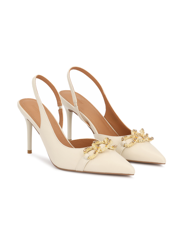 Czółenka slingback w odcieniu złamanej bieli Basilia - Image #2