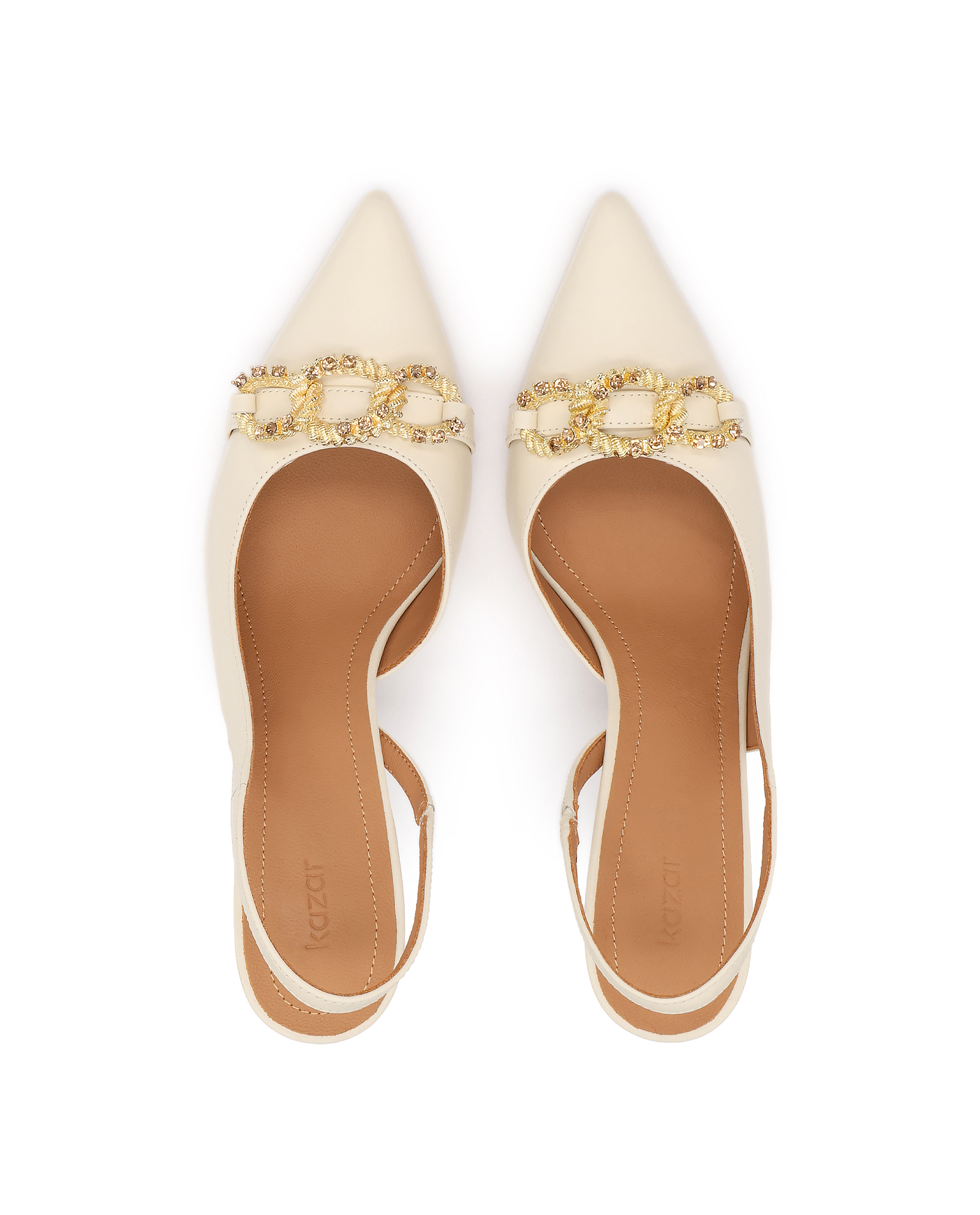 Czółenka slingback w odcieniu złamanej bieli Basilia - Image #4