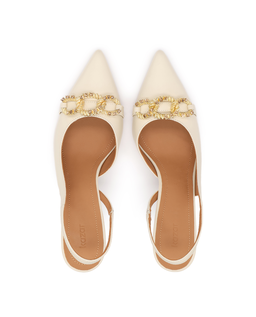 Czółenka slingback w odcieniu złamanej bieli Basilia - Image #4