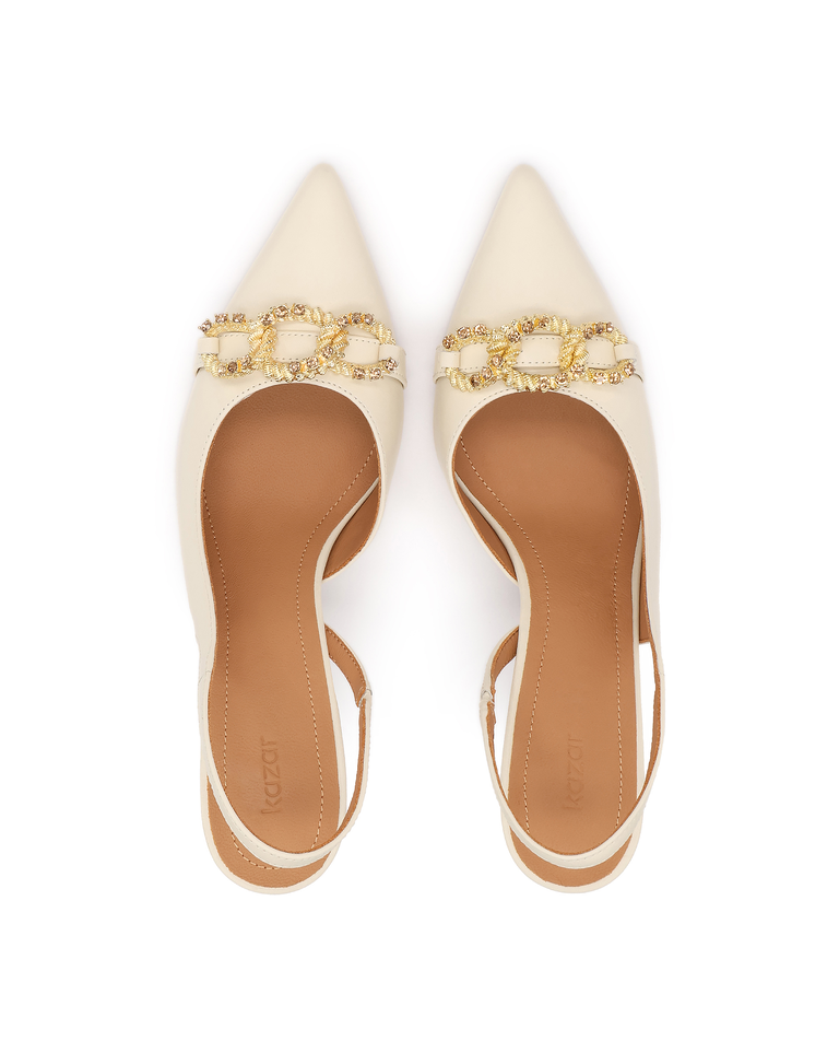 Czółenka slingback w odcieniu złamanej bieli Basilia - Image #4