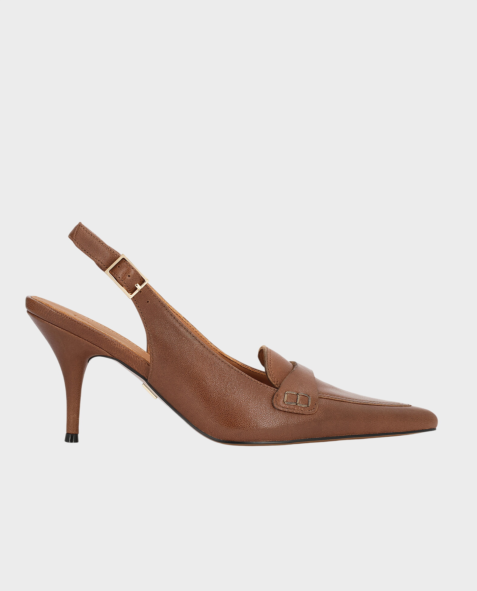 Brązowe skórzane czółenka slingback Padia - Image #0