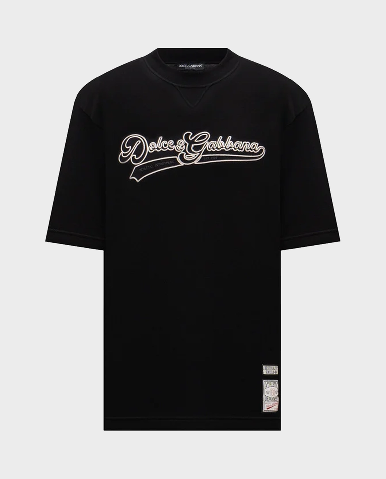 Czarny t-shirt z haftowanym logo