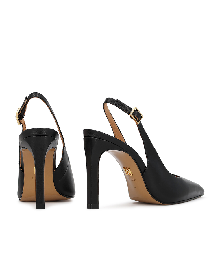 Czarne skórzane czółenka slingback Nirea - Image #3
