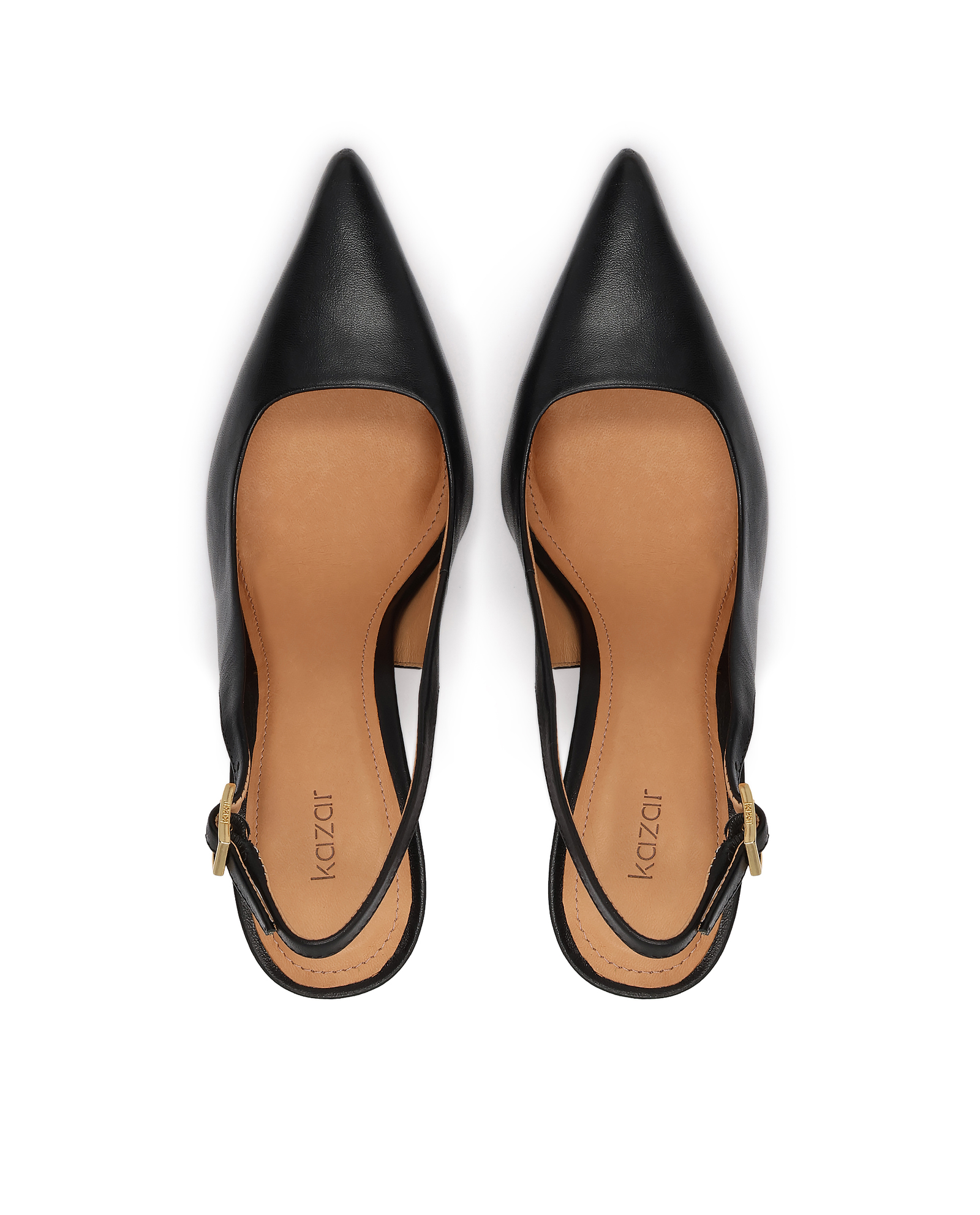 Czarne skórzane czółenka slingback Nirea - Image #4