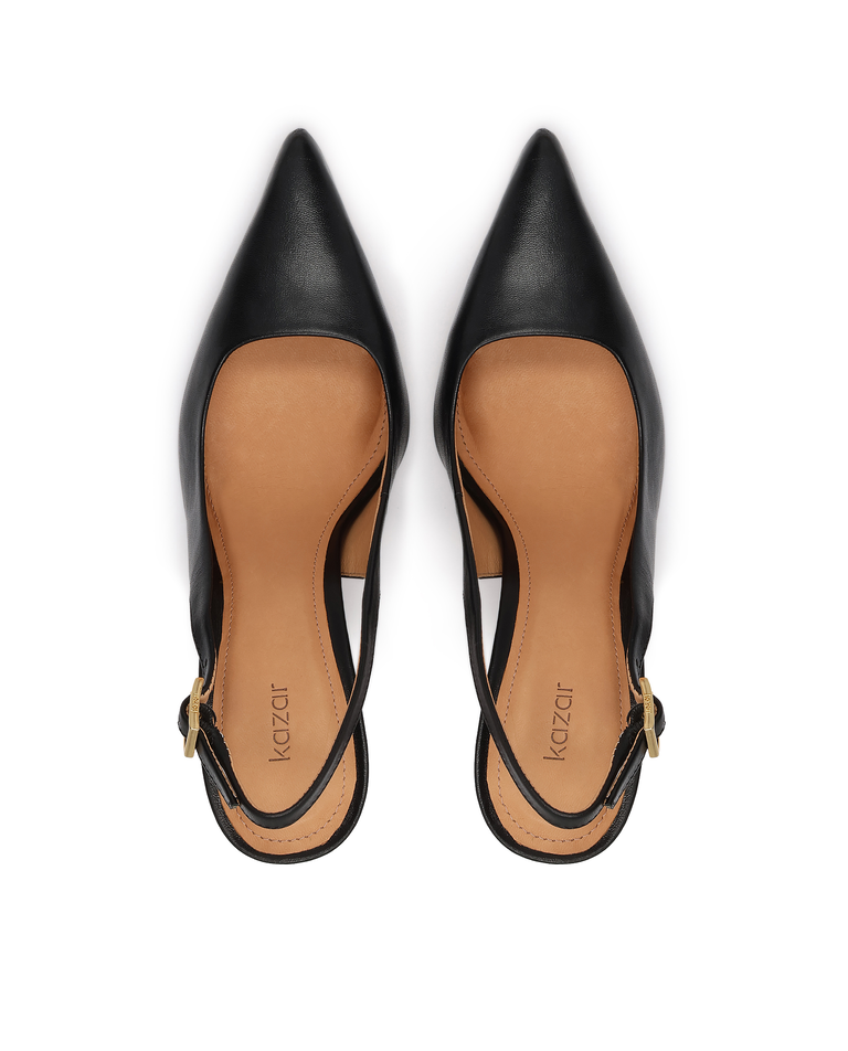 Czarne skórzane czółenka slingback Nirea - Image #4