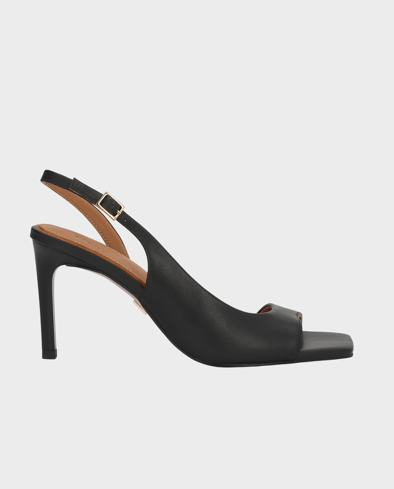 Czarne sandały slingback z wyciętą cholewką Silane