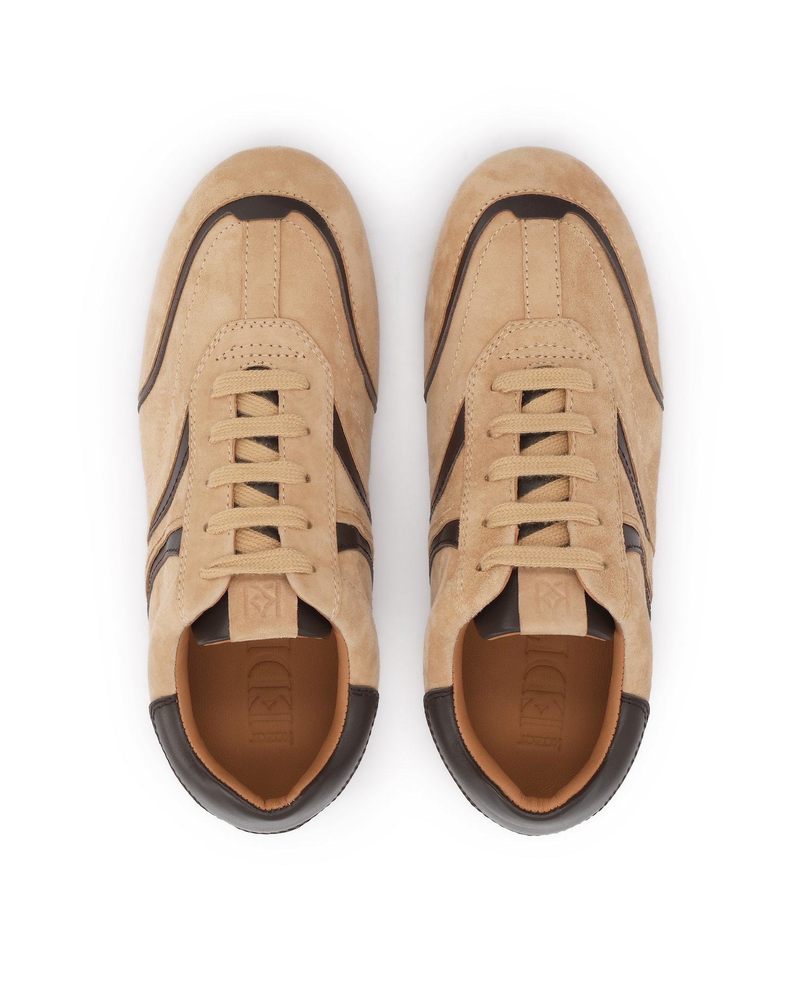 Zamszowe sneakersy ze wstawkami z gładkiej skóry Evrin - Image #3