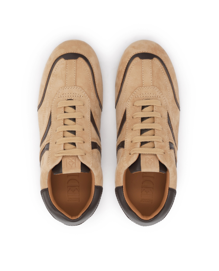 Zamszowe sneakersy ze wstawkami z gładkiej skóry Evrin - Image #3