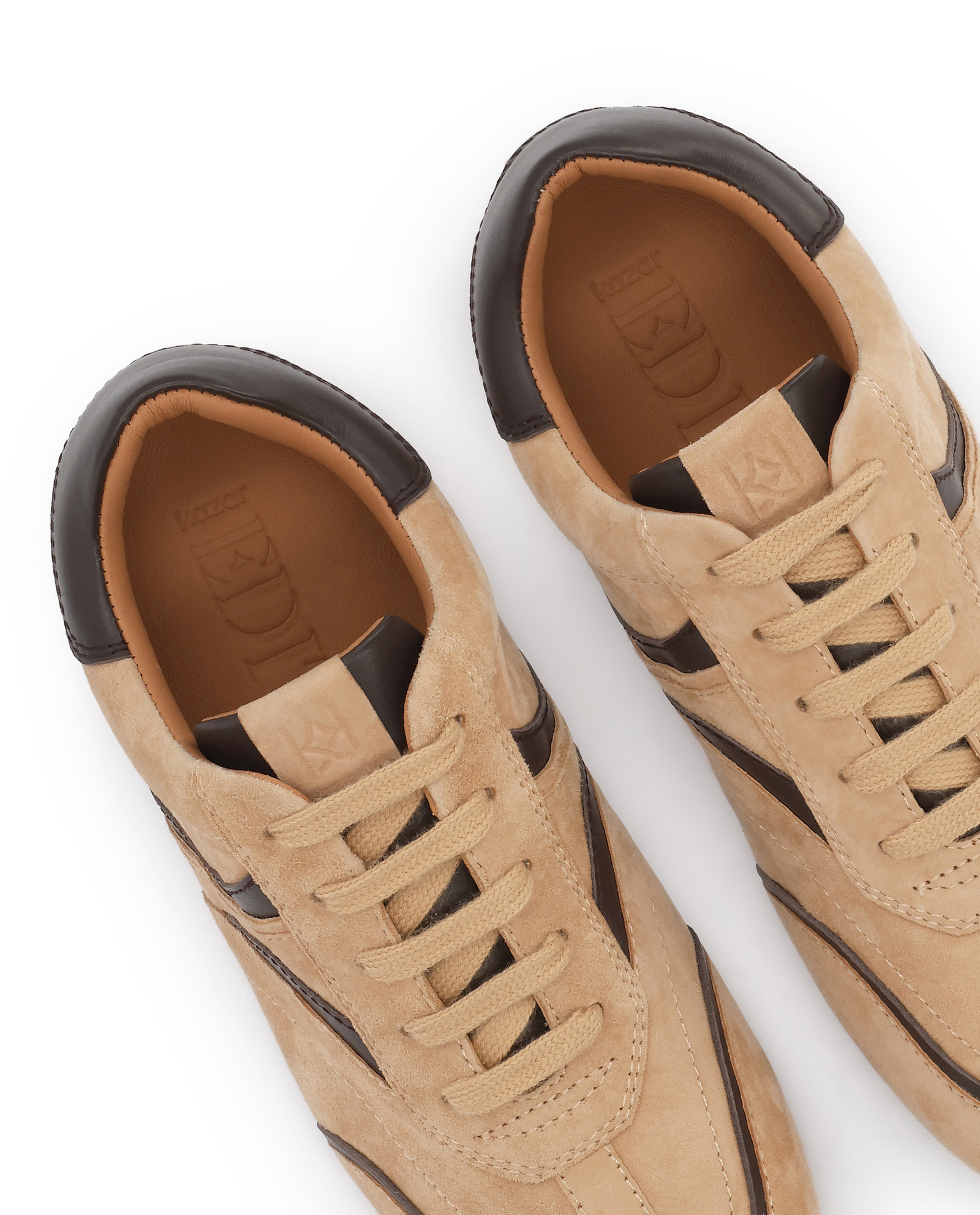 Zamszowe sneakersy ze wstawkami z gładkiej skóry Evrin - Image #4