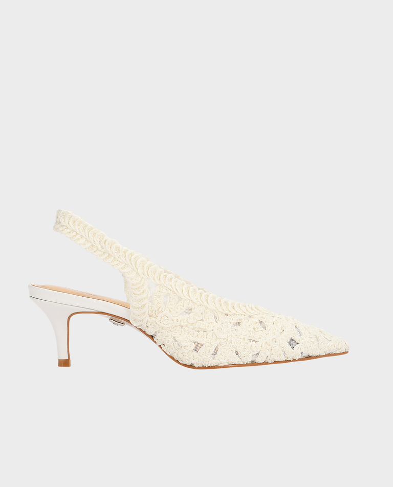 Ślubne czółenka slingback z haftowaną cholewką Florina