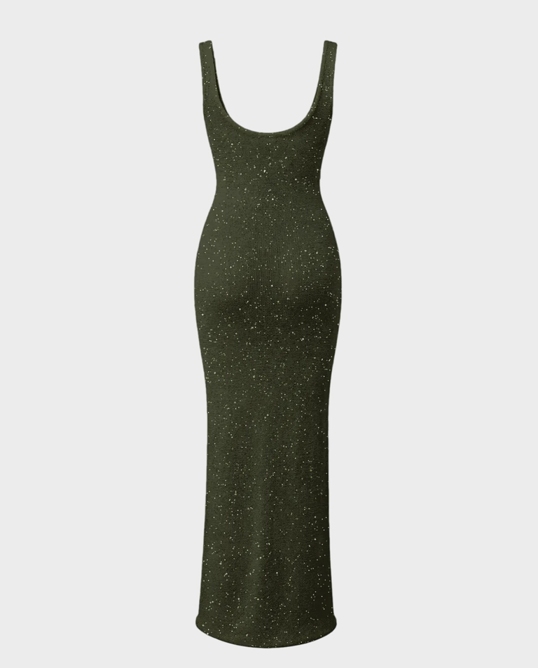 Długa dzianinowa sukienka Celestine Olive - Image #2