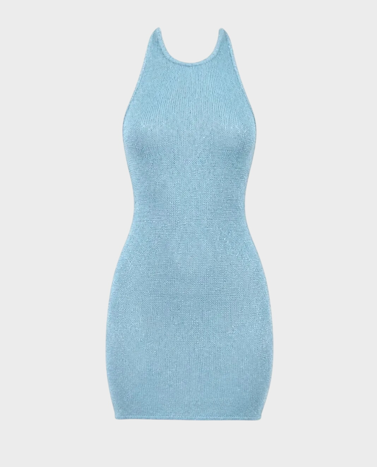 Dzianinowa mini sukienka Perle Azur