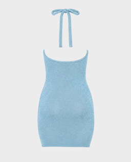 Dzianinowa mini sukienka Perle Azur - Image #2