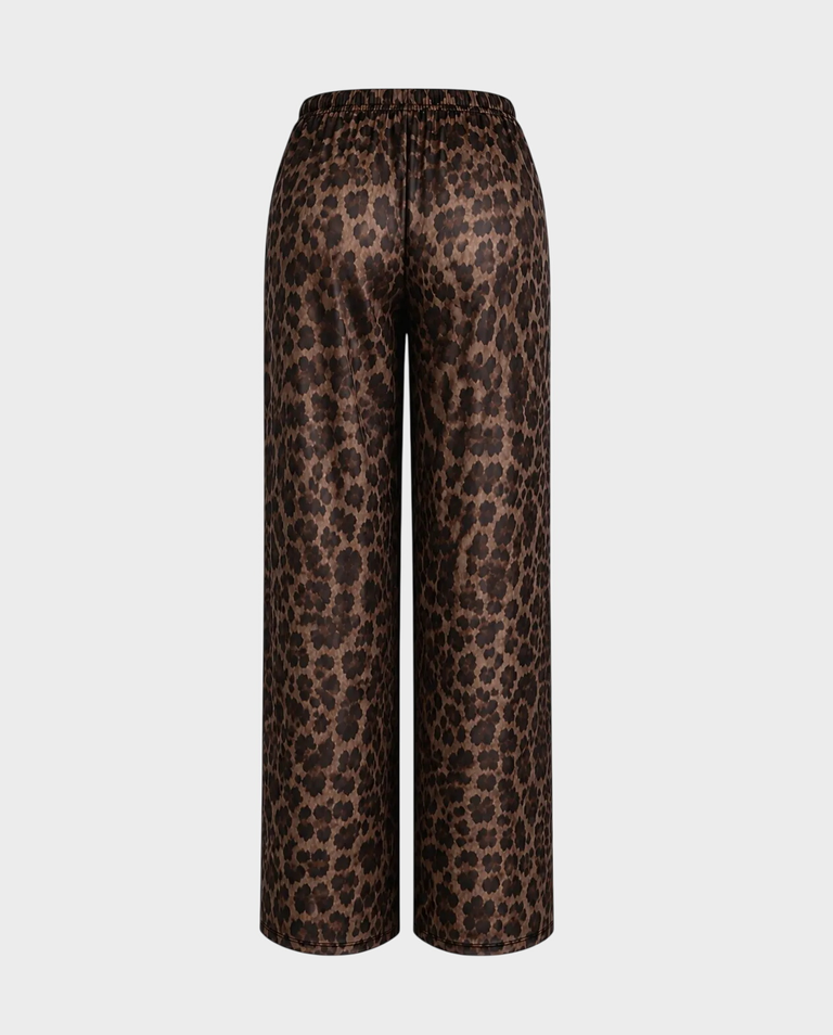 Lekkie spodnie z wiskozy Yasmine Leopard
