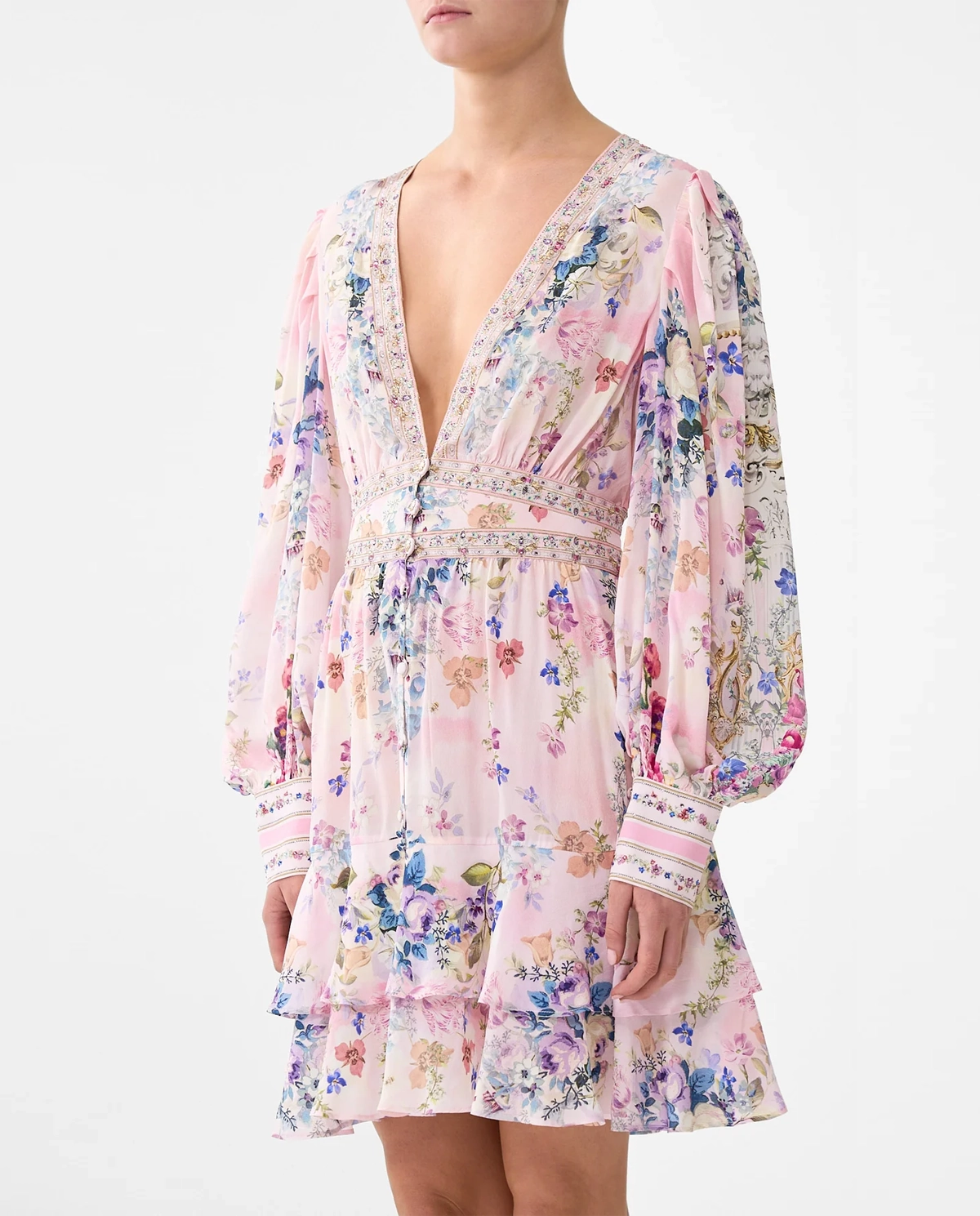Jedwabna sukienka w kwiaty Palatial Pastels - Image #3