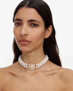 Perłowy choker z ozdobną klamrą - Image #1