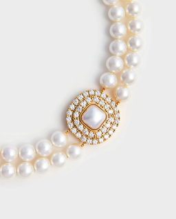 Perłowy choker z ozdobną klamrą - Image #3