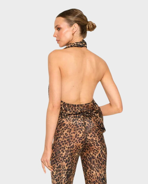 Panterkowy top z dekoltem halter - Image #3