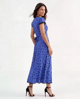 Niebieska sukienka w groszki Polka - Image #1