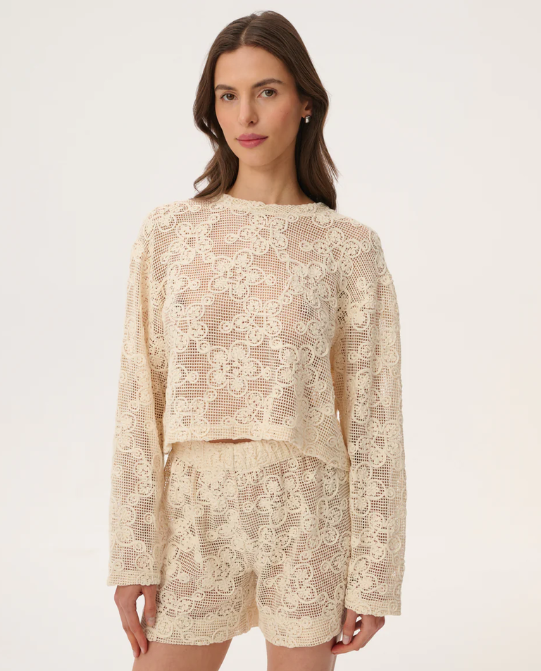 Haftowany longsleeve z siateczki Davis