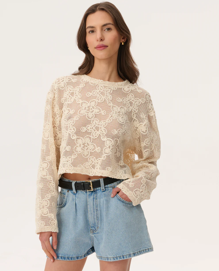 Haftowany longsleeve z siateczki Davis