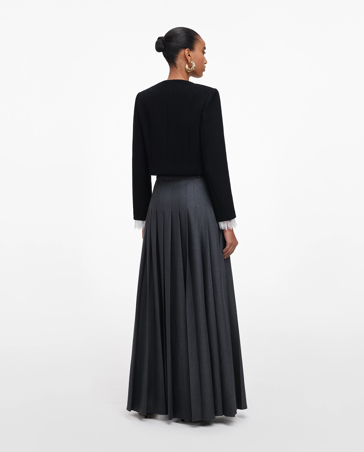Ciemnoszara plisowana spódnica maxi - Image #3