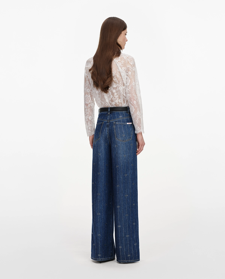 Granatowe jeansy z kryształkami - Image #3