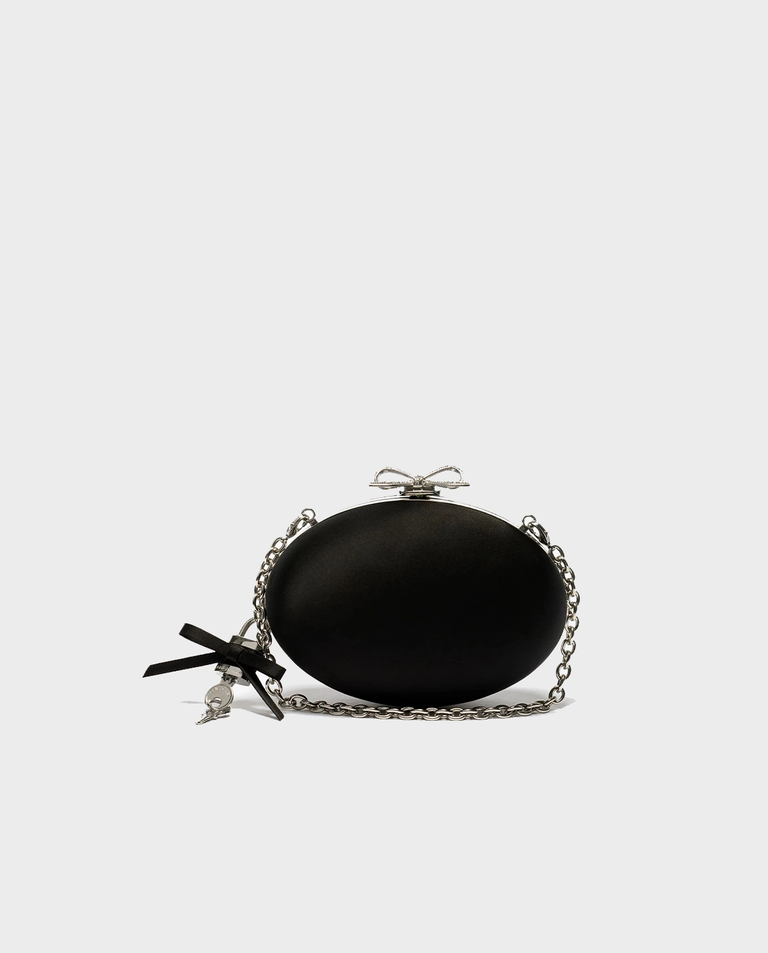 Czarna satynowa kopertówka - Image #5