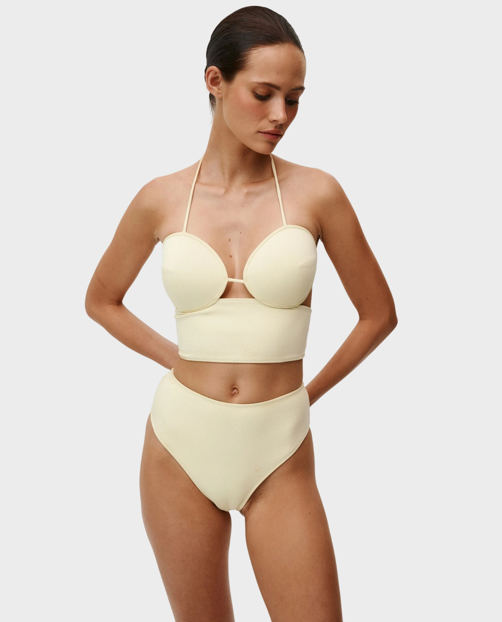 Jasnożółta góra od bikini Naomi - Image #2