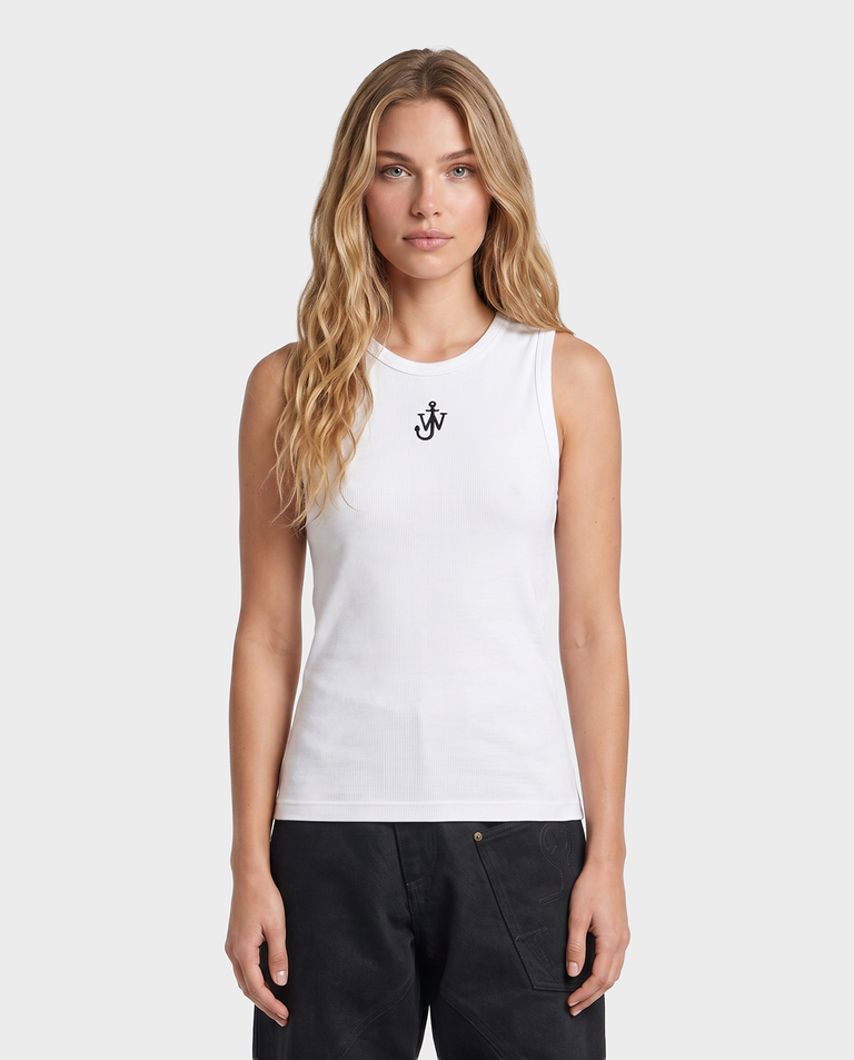 Biały bawełniany top z logo