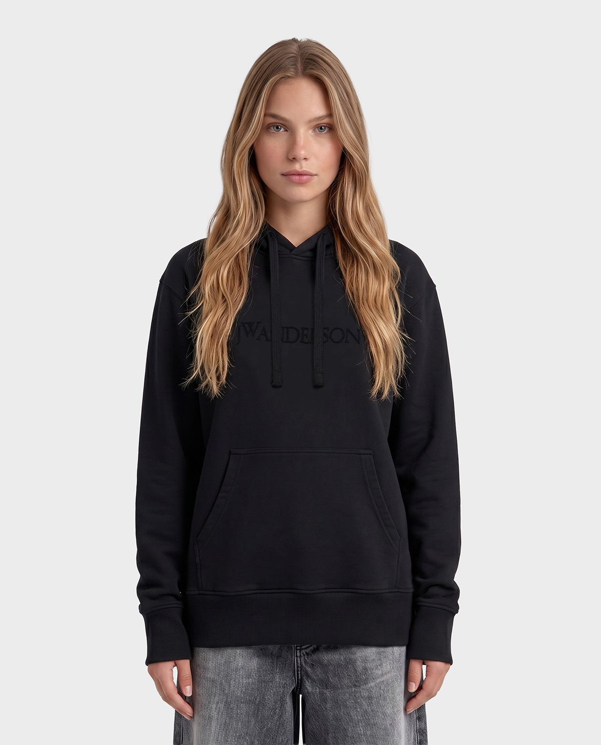 Czarna bawełniana bluza z kapturem - Image #1
