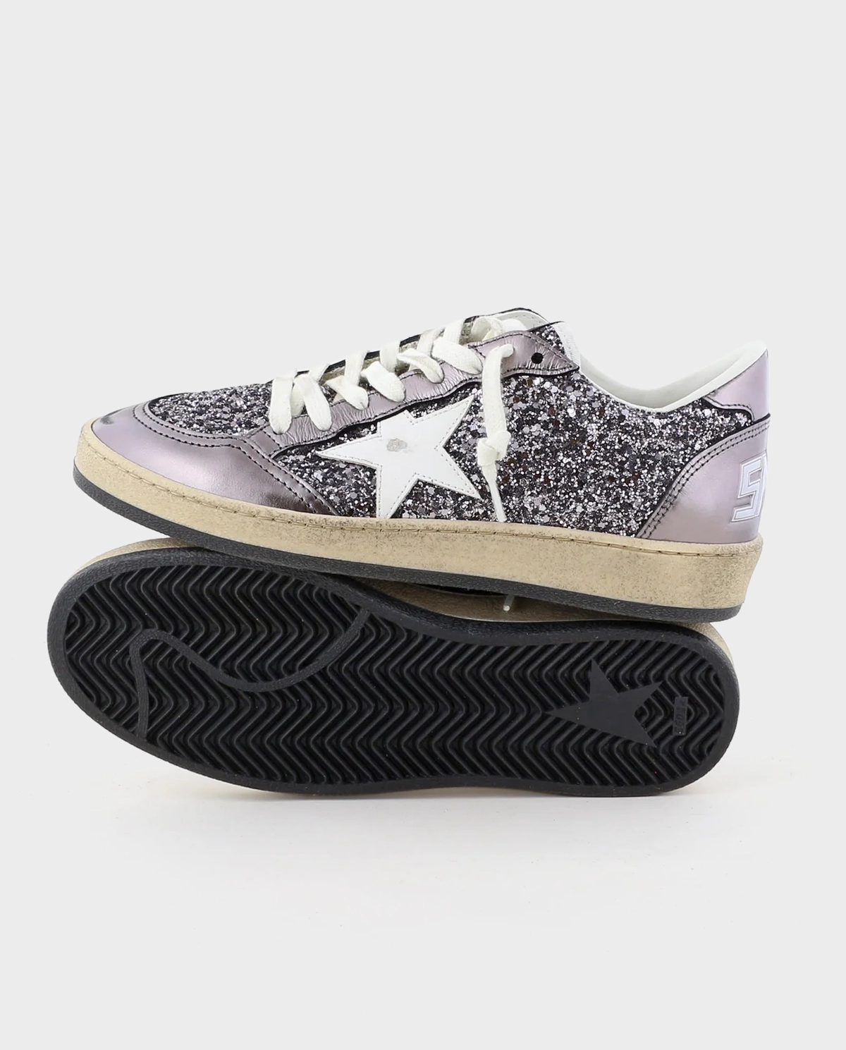 Skórzane sneakersy z brokatem BallStar - Image #3