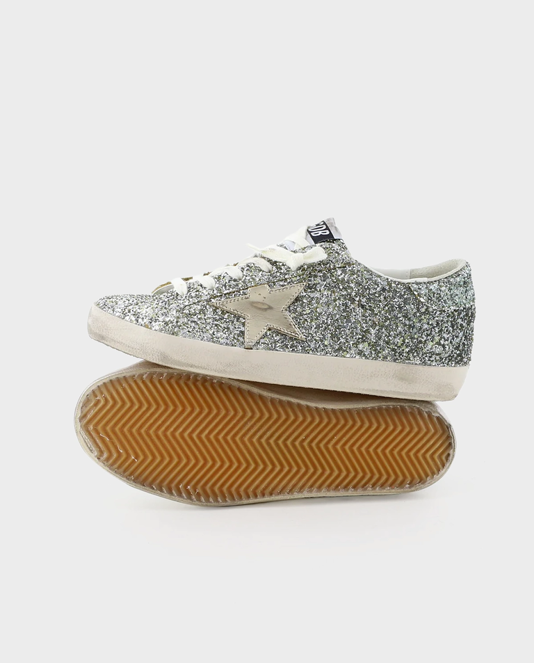 Skórzane sneakersy z brokatem Super Star - Image #4