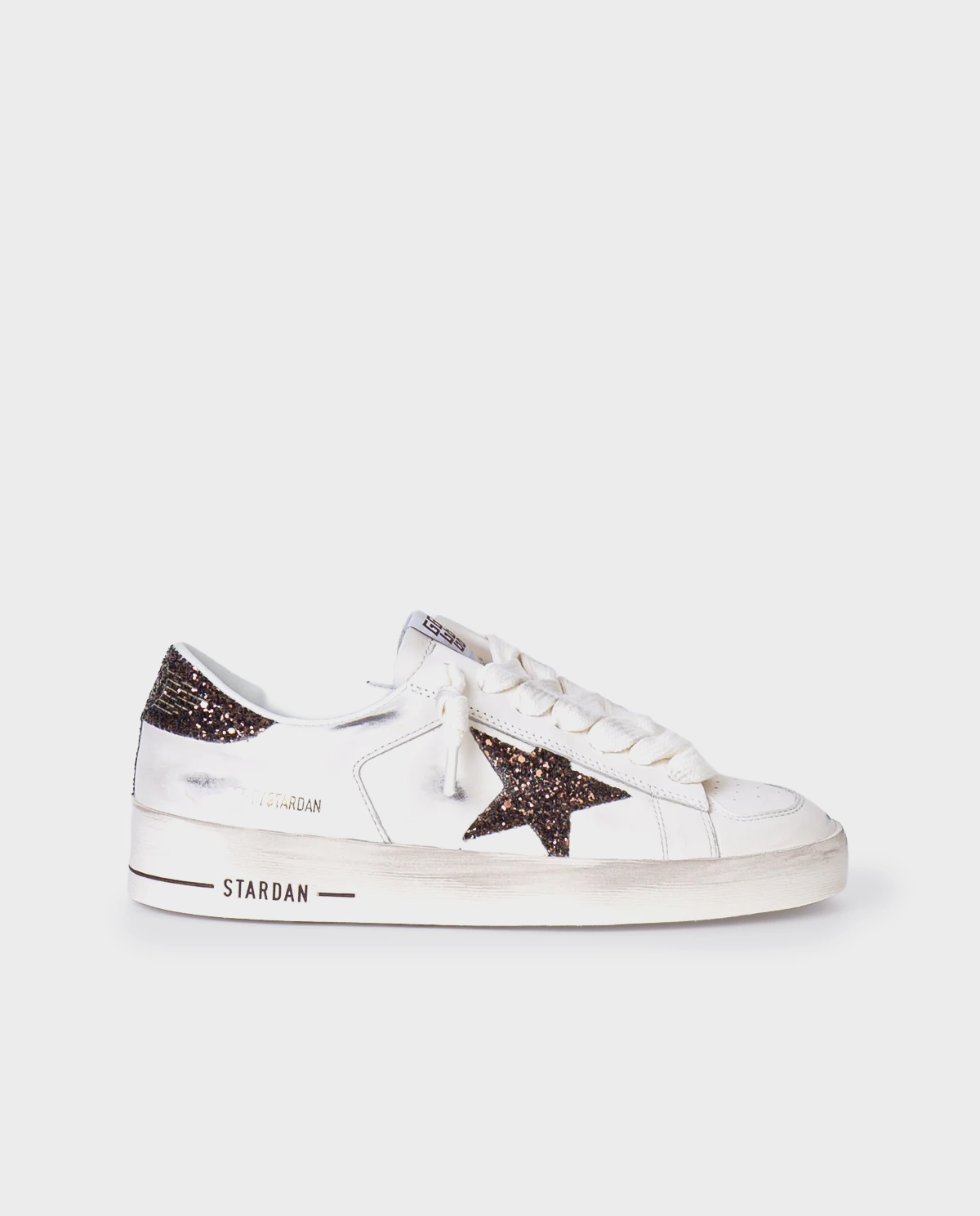 Skórzane sneakersy Stardan z brokatową gwiazdą - Image #0