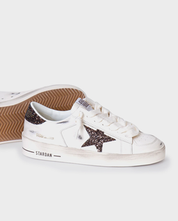 Skórzane sneakersy Stardan z brokatową gwiazdą - Image #1