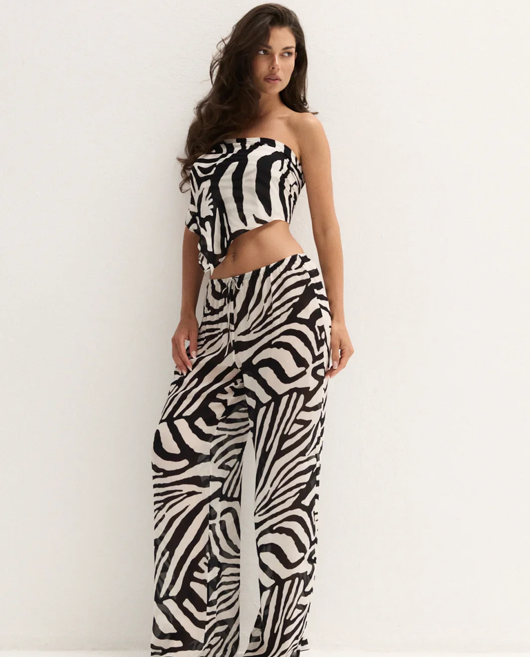 Lekkie spodnie z wiskozy Yasmine Zebra