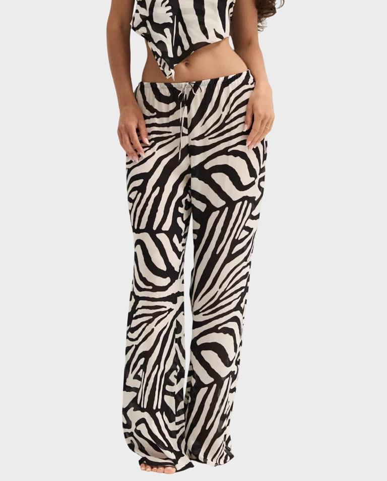 Lekkie spodnie z wiskozy Yasmine Zebra