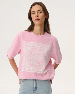 Różowy t-shirt z nadrukiem Danny - Image #2